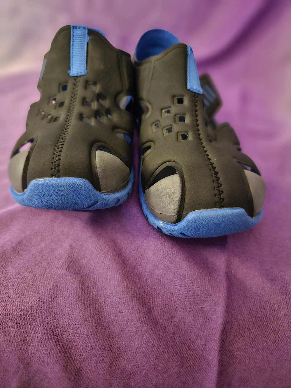 Kids Black and Blue Slip-On Water Shoes with Easy Pull Tab